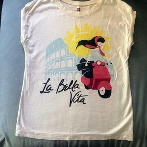 Tea Girls T-Shirt with Italy Graphic size L